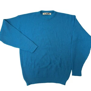 NOS New Vtg 80 90's Le Tigre Men AQUA Blue Crewneck KNIT Sweater JUMPER USA XL - Picture 1 of 7