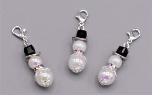 Bastelset 15 x Schneemann Charme Perlen Anhänger Weihnachten Glücksbringer - Bild 1 von 3