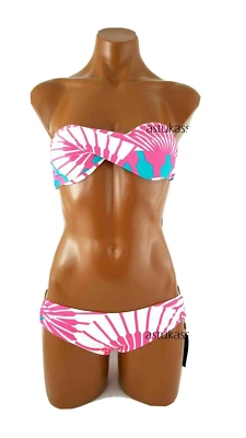 Conjunto de bikini Vitamin A Fancy Twist Bandeau Top & Pin Up Star Bottoms talla XS / 4 Foto 1 de 4