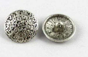 Cuentas de botón martilladas de metal plateado tibetano 10 un.  - Imagen 1 de 2