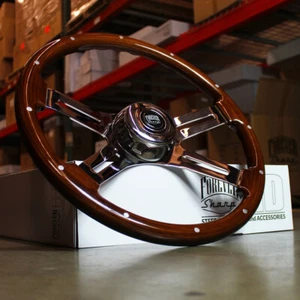 18" Dark Steering Wheel 4 Spoke Rivet Freightliner Kenworth Peterbilt - BLEM - Picture 1 of 7