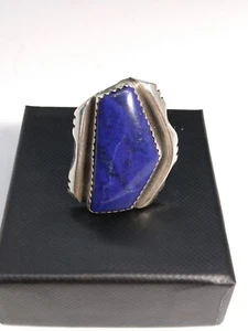 Vintage Navajo Sterling Silver Lapis Lazuli Mens Ring Signed DAN NIETO Size 6.5 - Picture 1 of 12