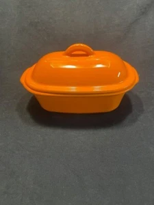 Pampered Chef Orange Stoneware Mini Deep 1.5 Qt Covered Baker #1171 Roaster - Picture 1 of 5