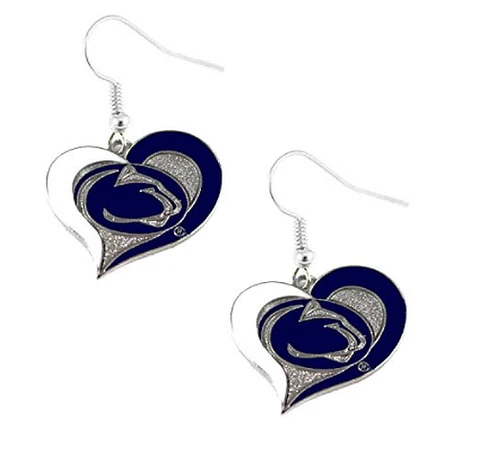 Penn State Nittany Lions NCAA Team Swirl Heart Earrings Cover