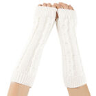 Women Crochet Knitted Long Gloves Winter Warm Thermal Fingerless Arm Mittens UK