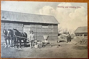 RPPC Farm Scene - Shelling & Grinding Corn, Corn Crib, 3 Horses, Corn Sheller - Picture 1 of 4