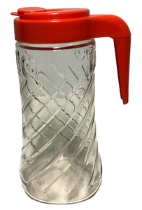 VTG Anchor Hocking Tang Glass Pitcher Juice Carafe Retro Clear Swirl Fliptop Lid - Picture 1 of 7