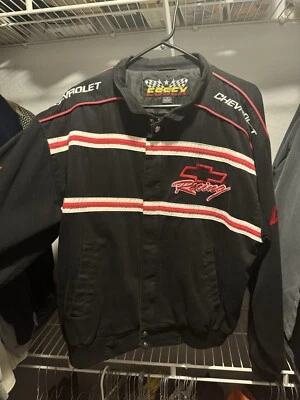 Jaqueta de corrida Chevrolet preta da ESSEX masculina tamanho M usada e ótimo estado - Imagem 1 de 4