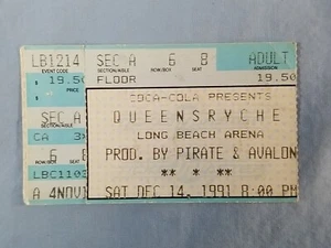 12-14-91 1991 QUEENSRYCHE/WARRIOR SOUL Vtg Concert Ticket Stub Long Beach Arena - Picture 1 of 2