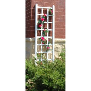 Trellis 75 in. x 22 in. Resin Vinyl PVC White with 16 in. Metal Ground Anchors - Picture 1 of 12