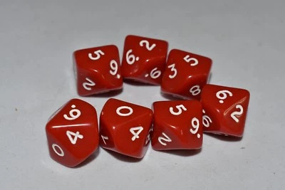 7 D10 Red White Gaming RPG Dice Games Workshop 40K Warhammer DND Games Workshop - Image 1 of 2