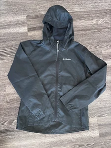 Girls Columbia Nylon Hooded  Jacket Wind Breaker Black Zip Size L 14 / 16 NWOT - Picture 1 of 6