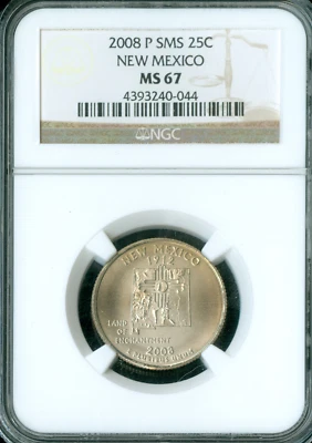 2008 P NEW MEXICO QUARTER NGC MS67 SMS SATIN FINISH * - Image 1 of 2