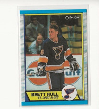 1989/90 O-PEE-CHEE BOX BOTTOM NHL HOCKEY CARD #F BRETT HULL