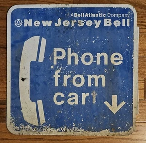 Vintage Original NJ Bell 18"×18" Metal Sign Phone From Car - Picture 1 of 15