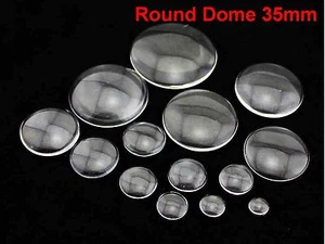 10 Transparent Round Flatback Glass Cabochon Dome 35mm No Hole - Picture 1 of 3