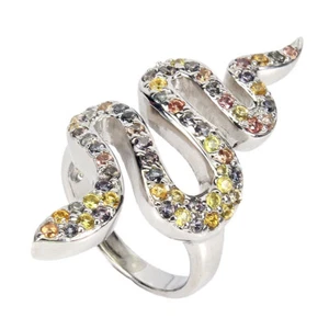 Verano 925 Anillo de Plata Redondo Zafiro Talla Diamante Piedra Preciosa Joyería - Imagen 1 de 10