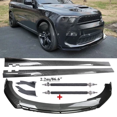 Carbon Fiber Front Bumper Lip Spoiler 86.6" Side Skirt For Dodge Durango SXT R/T - Image 1 of 4