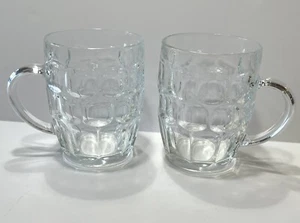 2 VINTAGE Arcoroc France Large 16 oz Thumb Print Beer Mugs Britannia Dimple - Picture 1 of 3