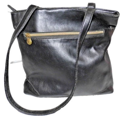 Bolso de hombro vintage Charter Club Classics de cuero negro para mujer Foto 1 de 4