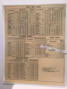 1914 PRR Turtle Creek New Alexandria Manor South Fork Branch Eisenbahn Fahrplan - Bild 1 von 1