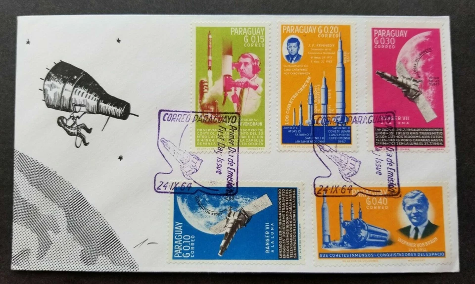 [SJ] Paraguay Space 1964 Rocket Astronomy Science Satellite (stamp FDC) - Image 1 of 4