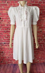 Camicia da notte vintage Jerri Gee donna bianca Cottagore taglia 3 volant bottoni davanti - Foto 1 di 12