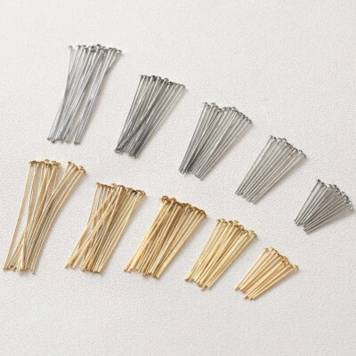 Pasador de cabeza de punta 50 un., pasador de cabeza plana en T dorado, pasador de sombrero de cabeza de latón chapado en oro Foto 1 de 4