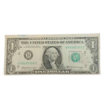 $1 One Dollar Bill 1969 B Error Misaligned Misprint Miscut Offset Collectible  - Image 1 of 4