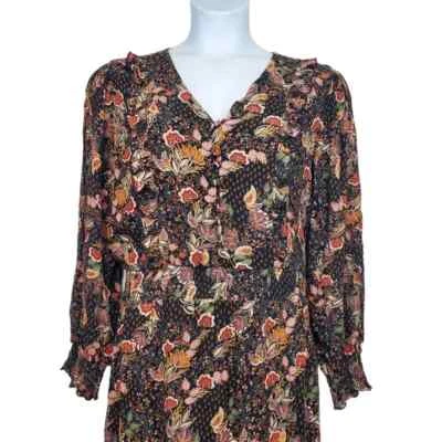 Nuevo con etiquetas Maxi Vestido Granate Hill Bohemio Floral Para Mujer L Calado-Corpiño Bolsillo con Volantes Foto 1 de 4