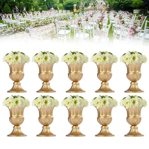 10x European Metal Wedding Flower Vases Trumpet Gold Flower Stand Holder Decor - Picture 1 of 18