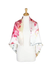 Floral Water Mulberry Satin Silk Spring Women Square Scarf - Picture 1 of 5