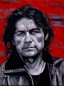 ritratto LUCIANO LIGABUE acrilico moderno su tela pop art design musica arredo - Foto 1 di 1