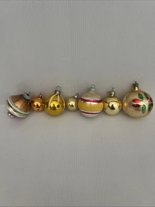7 Palline di Natale Vintage Oro e Argento Stile Vetro Mercurio - Foto 1 di 6