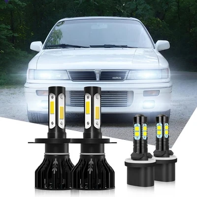 For Mitsubishi Galant 1999-2003 White LED Headlight High/Low + Fog Light Bulbs - Image 1 of 4