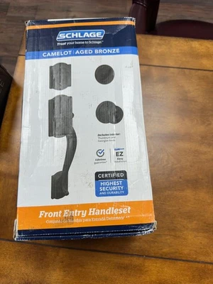 Schlage Camelot Ручка Переднего Входа Грузинский Ручка и Фиксатор Старая Бронза, ДЕТАЛЬ - Изображение 1 из 3