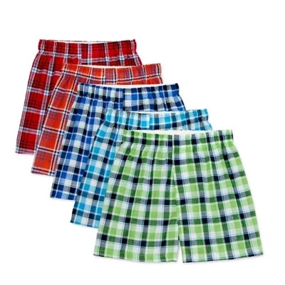 Paquete de 5: Ropa interior boxers tejidos a cuadros sin etiquetas de algodón Wonder Nation para niños L 10-12 Foto 1 de 4