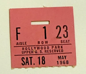 Hollywood Park Pferderennen 18. Mai 1968 Ticket Stub 60er Jahre - Bild 1 von 2