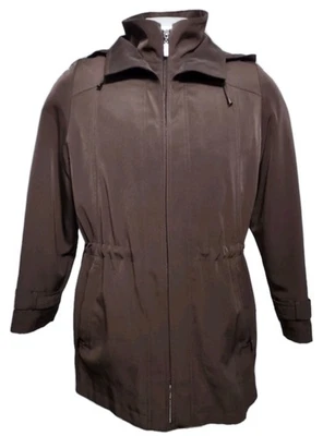 Gallery Coat Women’s Size Medium Brown Hooded Jacket Lining Zip Pockets Full Zip - Image 1 of 4