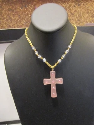 COLLAR CRUZ ESMERILADA ROSA TARINA TARANTINO CON DETALLES CRISTAL ROSA Foto 1 de 4