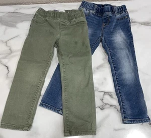 Gap & Old Navy Toddler Girls Jeggings Denim & Olive Green Size 3T Elastic Waist - Picture 1 of 8