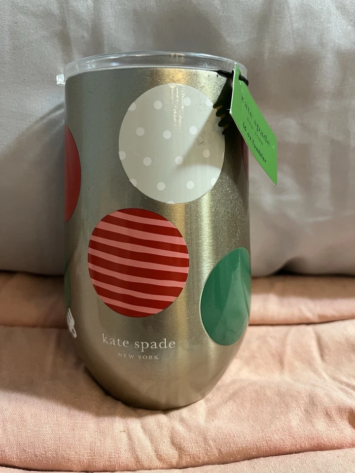 Copo de aço inoxidável isolado Kate Spade 16 oz enfeites de Natal novos com etiquetas - Imagem 1 de 4