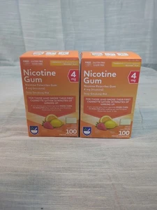 2X 100 pack- Rite Aid Nicotine Gum 4mg Coated Fruit Flavor COMPARE TO NICORETTE - Picture 1 of 3