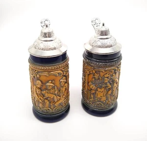 Gerz Beer Steins Lot of 2 w Pewter Lids W Germany w Labels Tavern Scene 7-1/2” - Picture 1 of 12