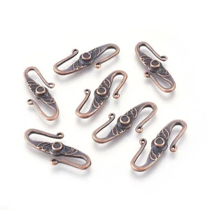 Red Copper S-Hook Clasps. 4 Pcs. Size: about 31mm long, 12mm wide, 2mm thick - Picture 1 of 2