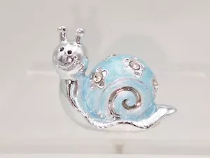 Schnecke blau silber mit Strass-Steinen - Dekofigur Schnecke 5 cm 🐌 - Bild 1 von 5
