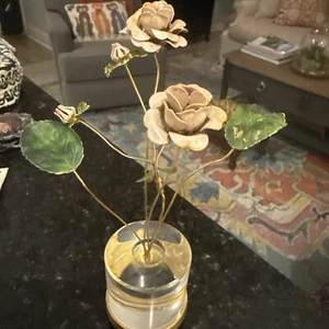 1970s Jane Hutcheson for Gorham Enamel Copper Flowers Lucite Sculpture Figurine - Picture 1 of 14