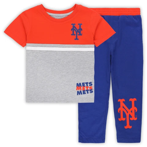 Toddler Royal/Orange New York Mets Batters Box T-Shirt & Pants Set Cover