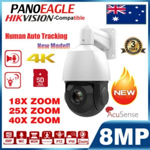 Hikvision Compatible 4K 8MP 18X 40X Zoom PoE Auto-tracking IP CCTV PTZ Camera IR - Picture 1 of 16