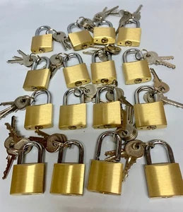 Keyed Alike Padlock 40mm (1 - 85 pieces) Brass ALL Same Key 3 Keys Each lock - Picture 1 of 3